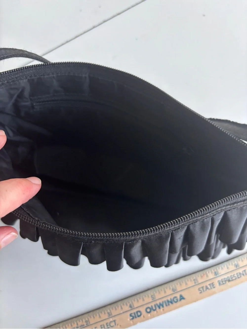 Black Ruffled Shoulder Bag - Classic Evening Clutch